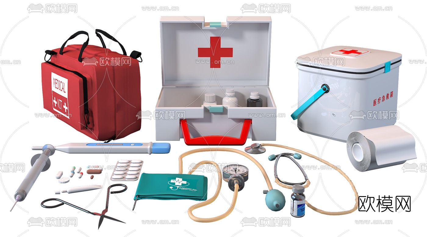 现代急救箱医疗器械3d模型下载