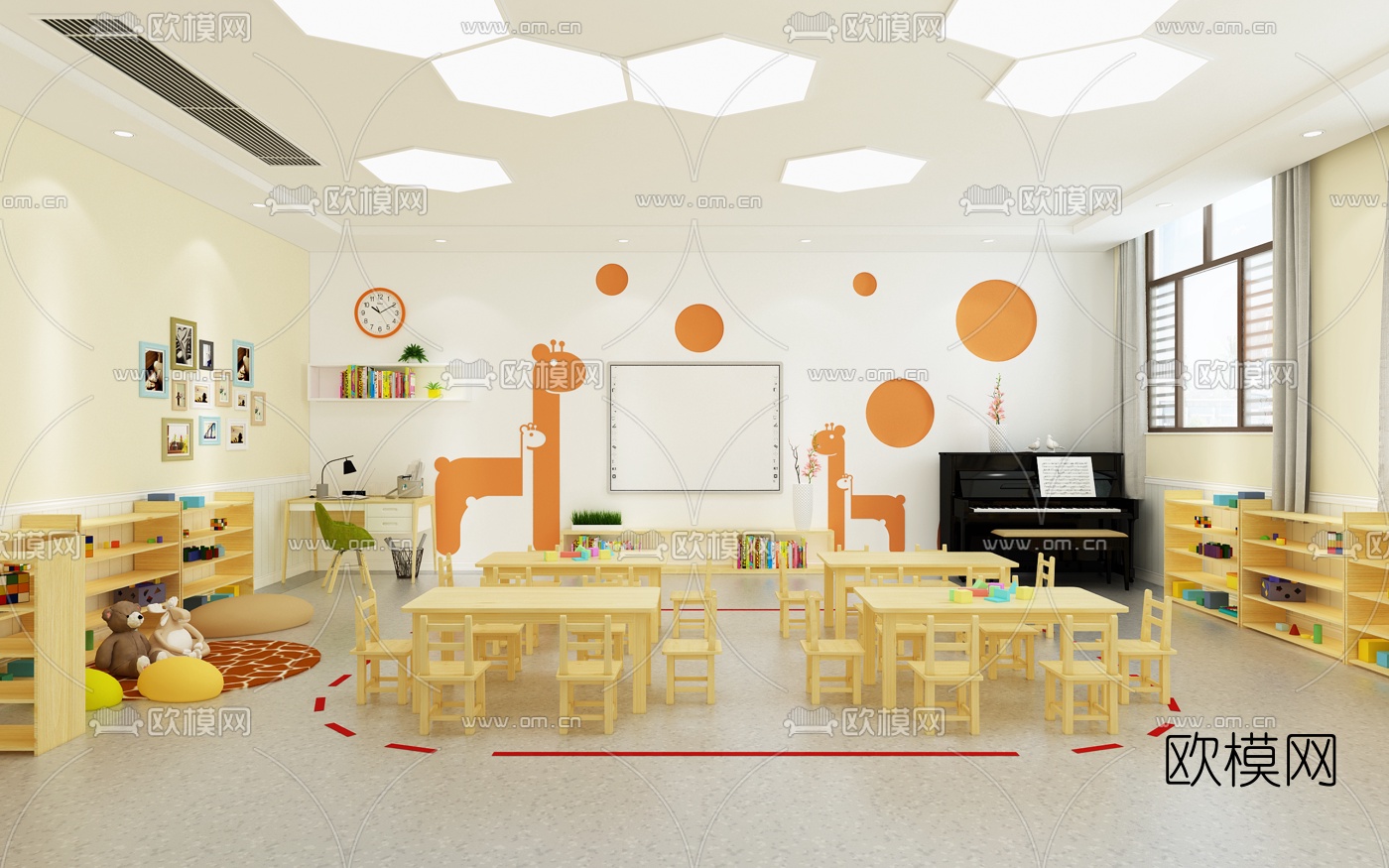 北欧幼儿园课室3d模型下载（渲染图2）