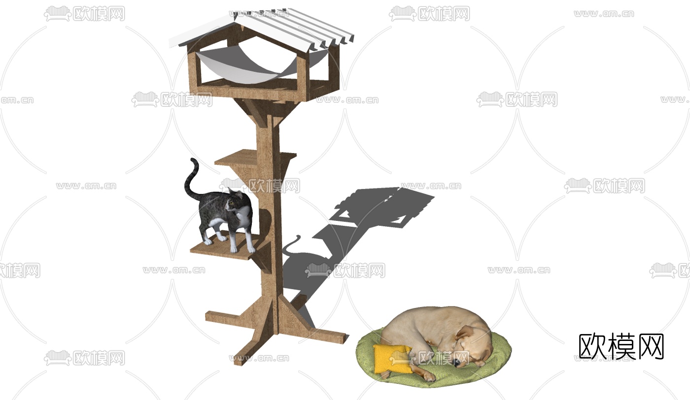 现代宠物猫舍猫爬架su模型