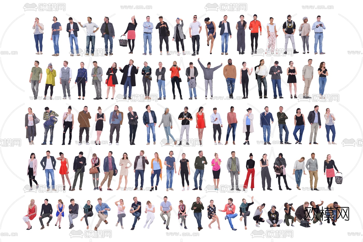 现代男女人物大集su模型下载