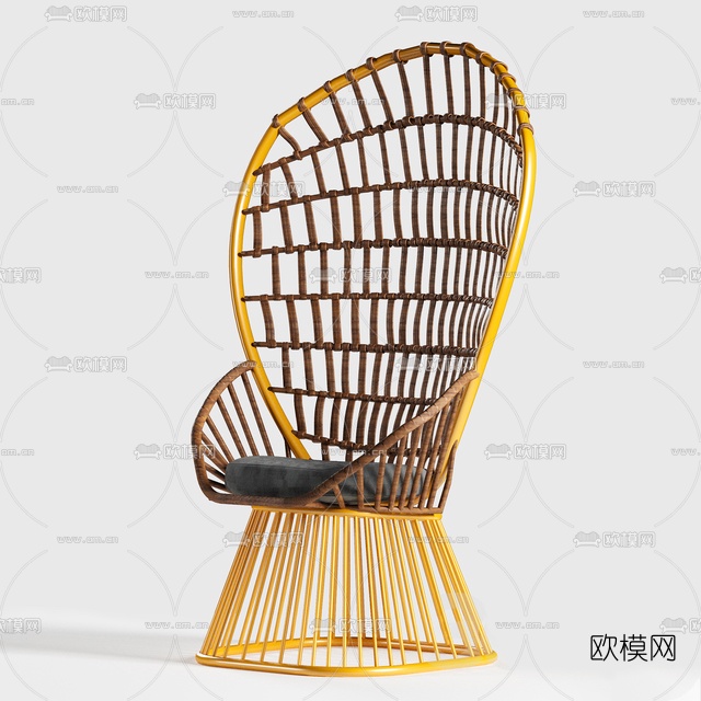 北欧实木休闲椅免费3d模型