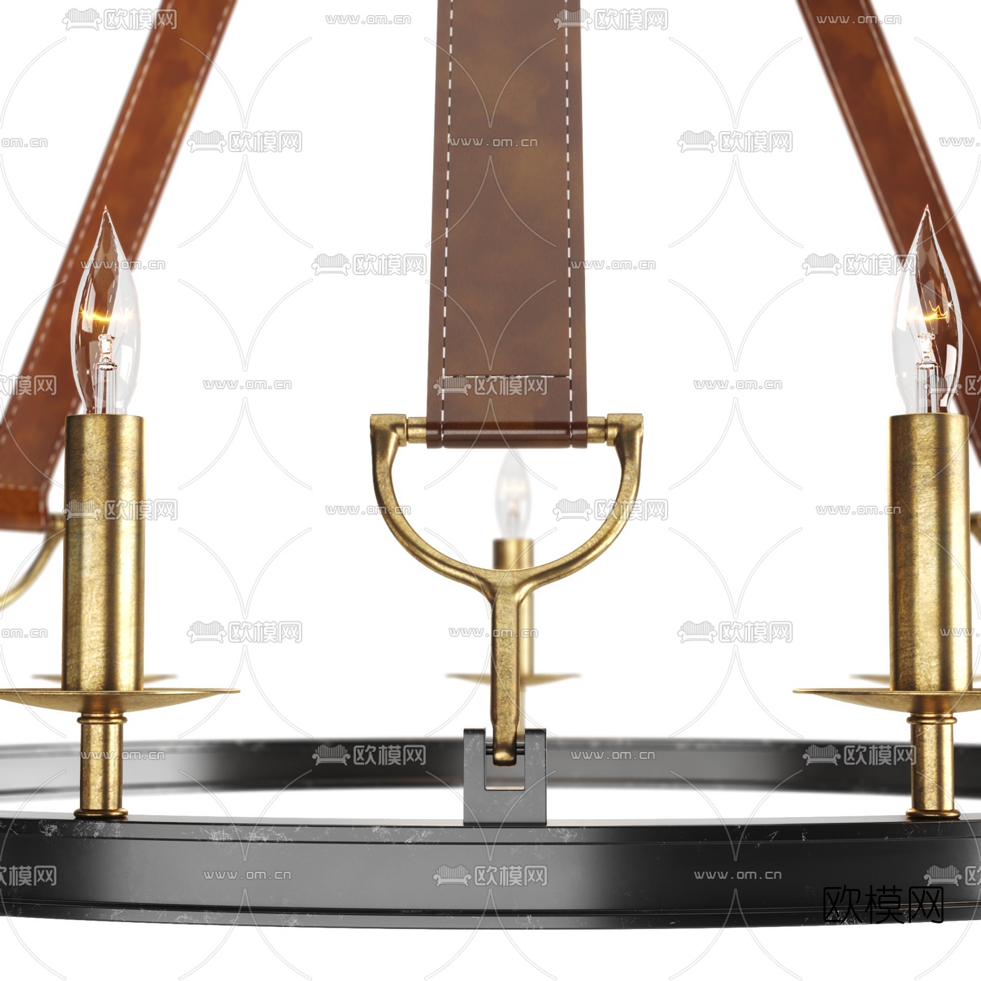 工业风皮带烛台吊灯3d模型下载（渲染图3）