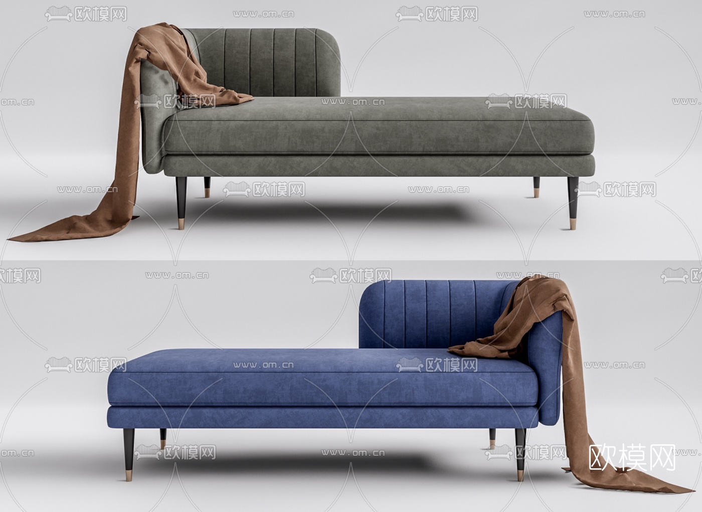 现代布艺贵妃椅su模型下载（渲染图1）