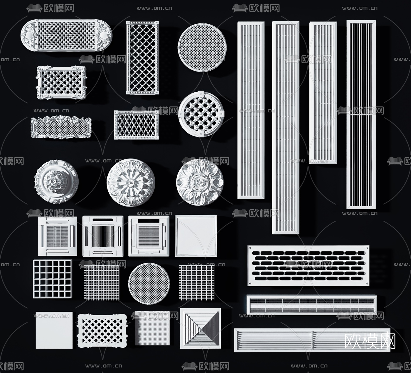 现代雕花空调出风口3d模型下载