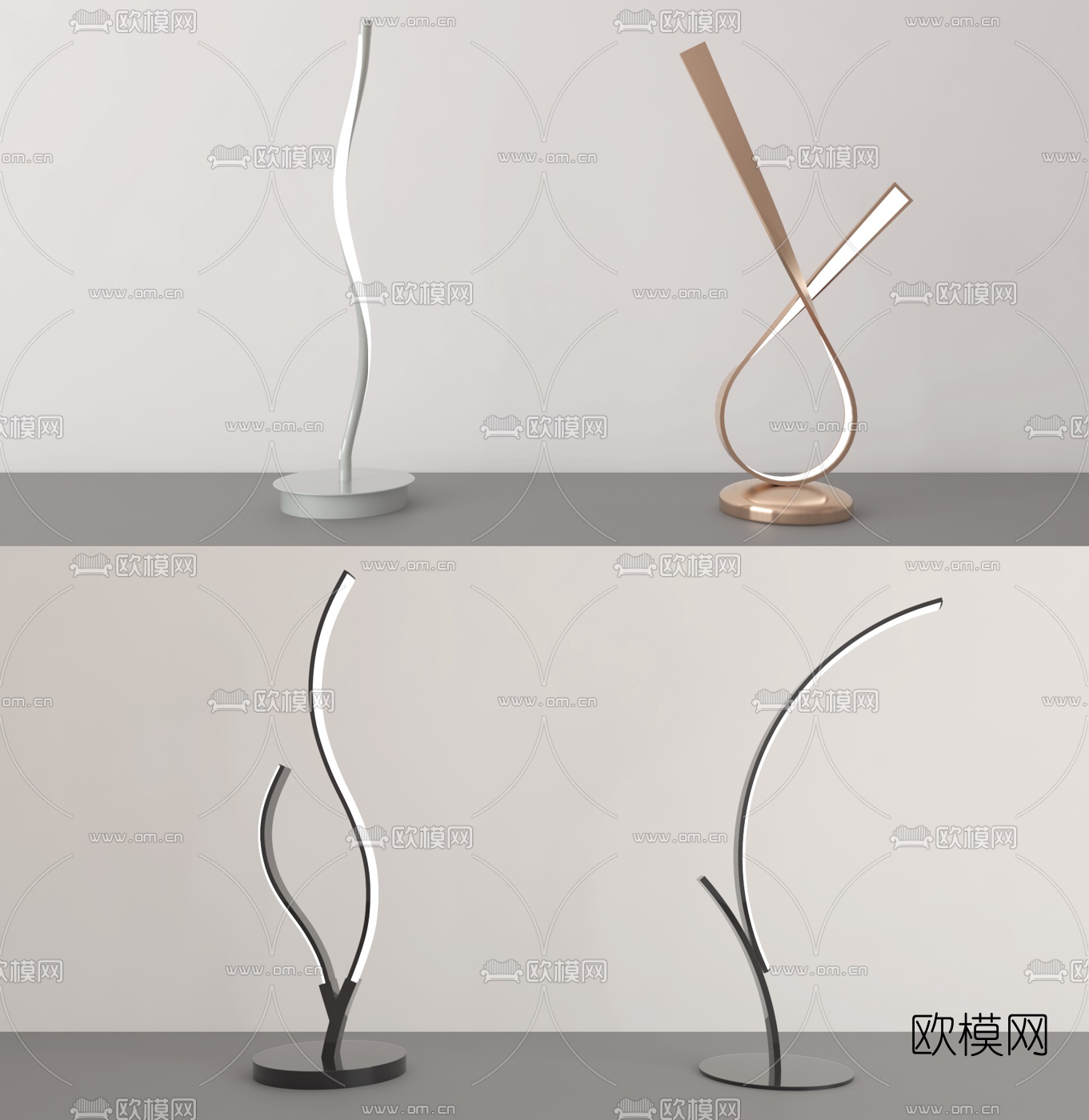 现代时尚金属落地灯3d模型-免费3dmax模型库-欧模网