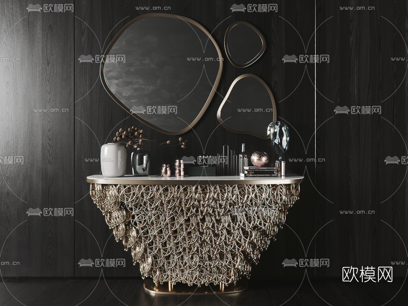 现代金属镂空端景台3d模型