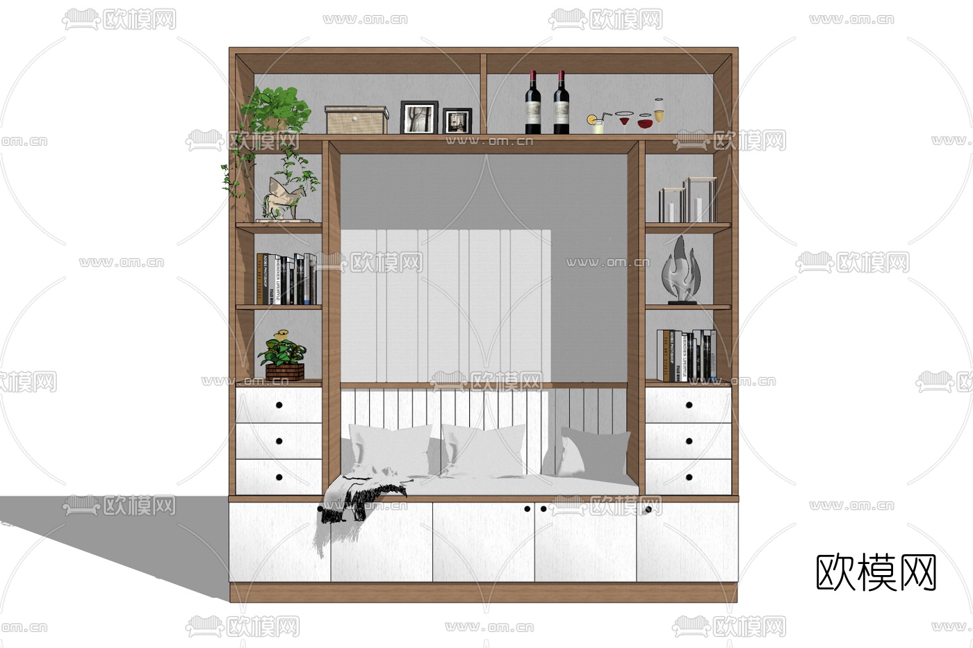 现代玄关多功能鞋柜免费su模型下载
