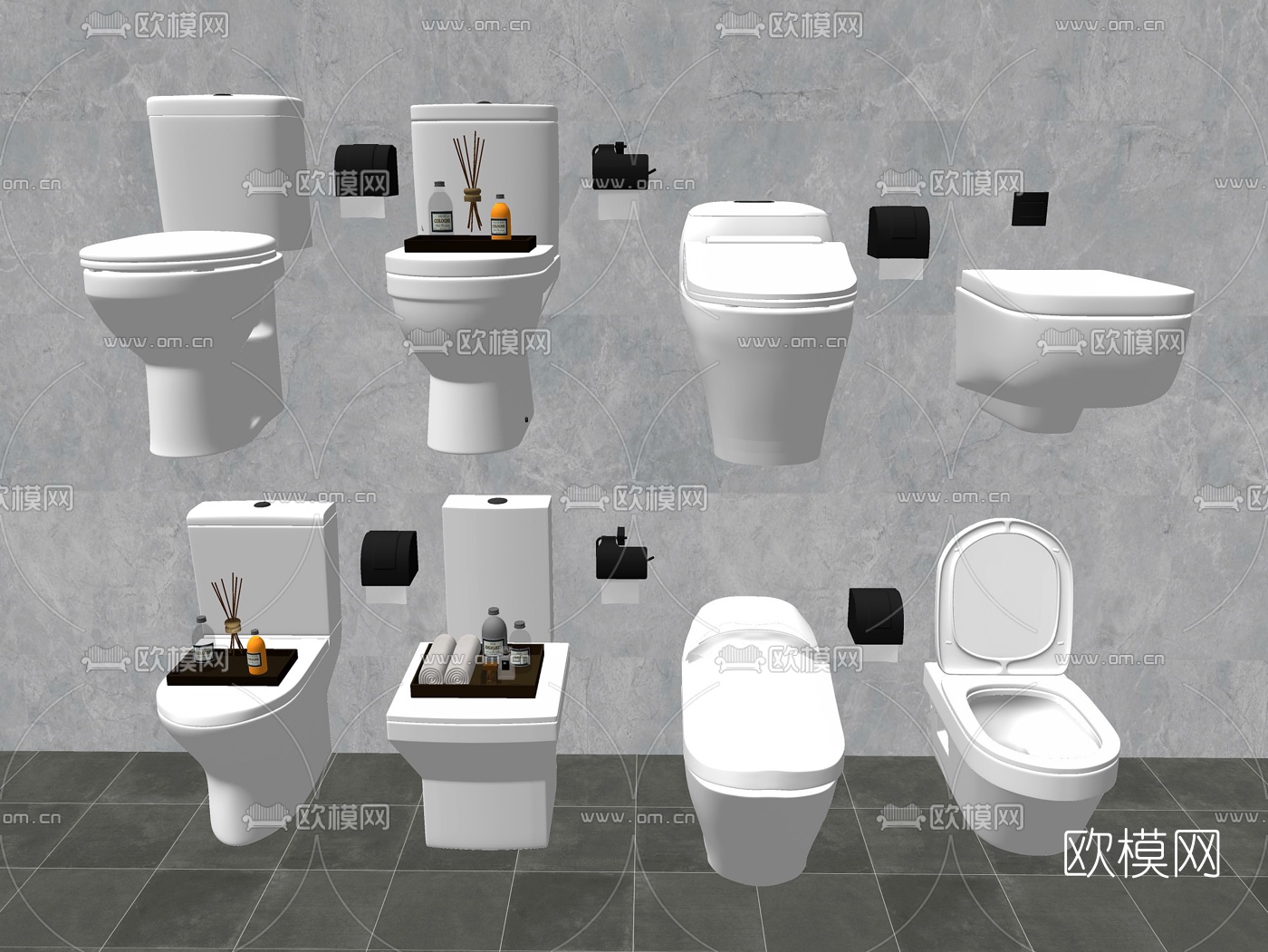 现代抽水马桶su模型下载（渲染图2）