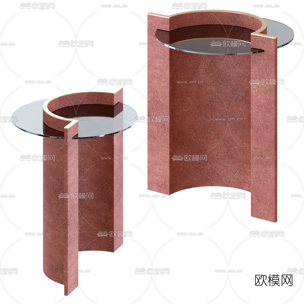后现代圆形玻璃边几3d模型下载
