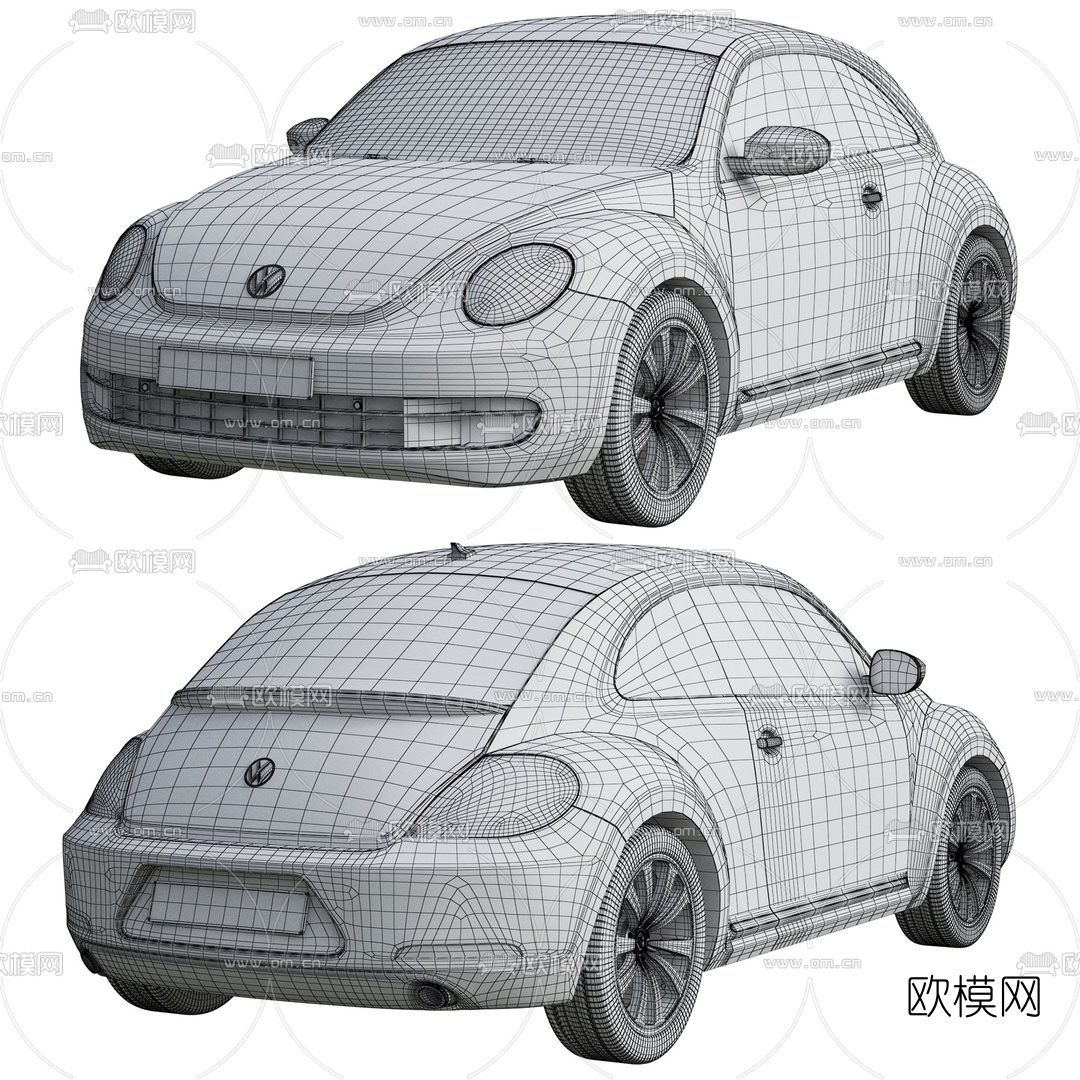 现代大众甲壳虫汽车3d模型下载（渲染图3）