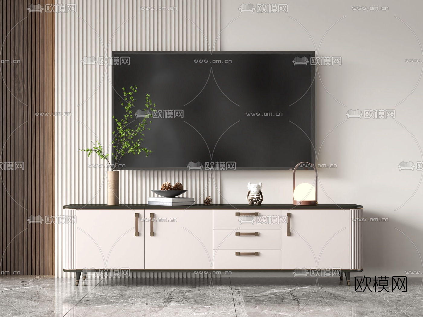 现代轻奢电视柜3d模型下载