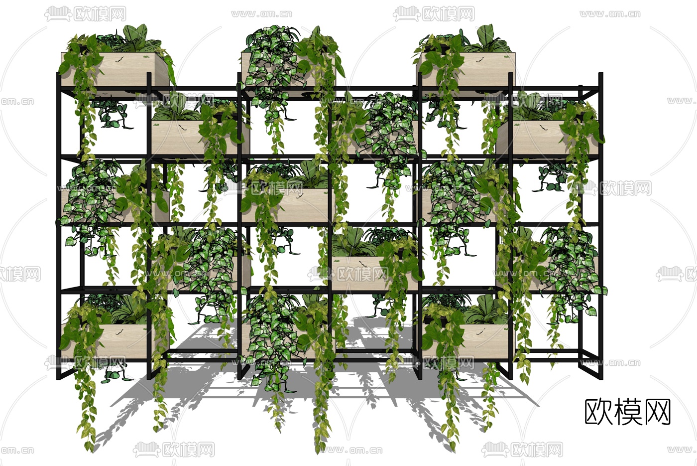 工业风绿植装饰架su模型下载