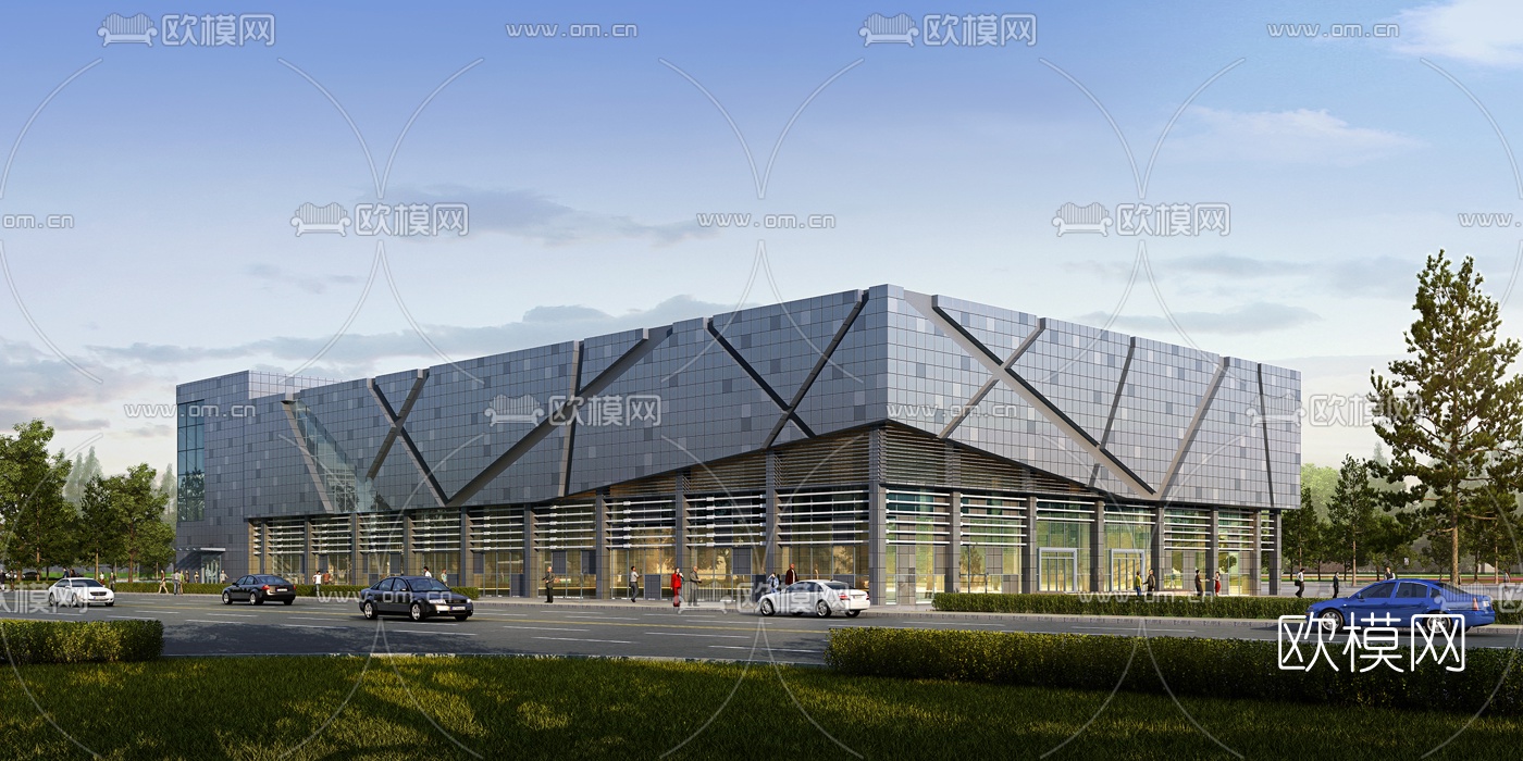 现代体育馆外观3d模型下载