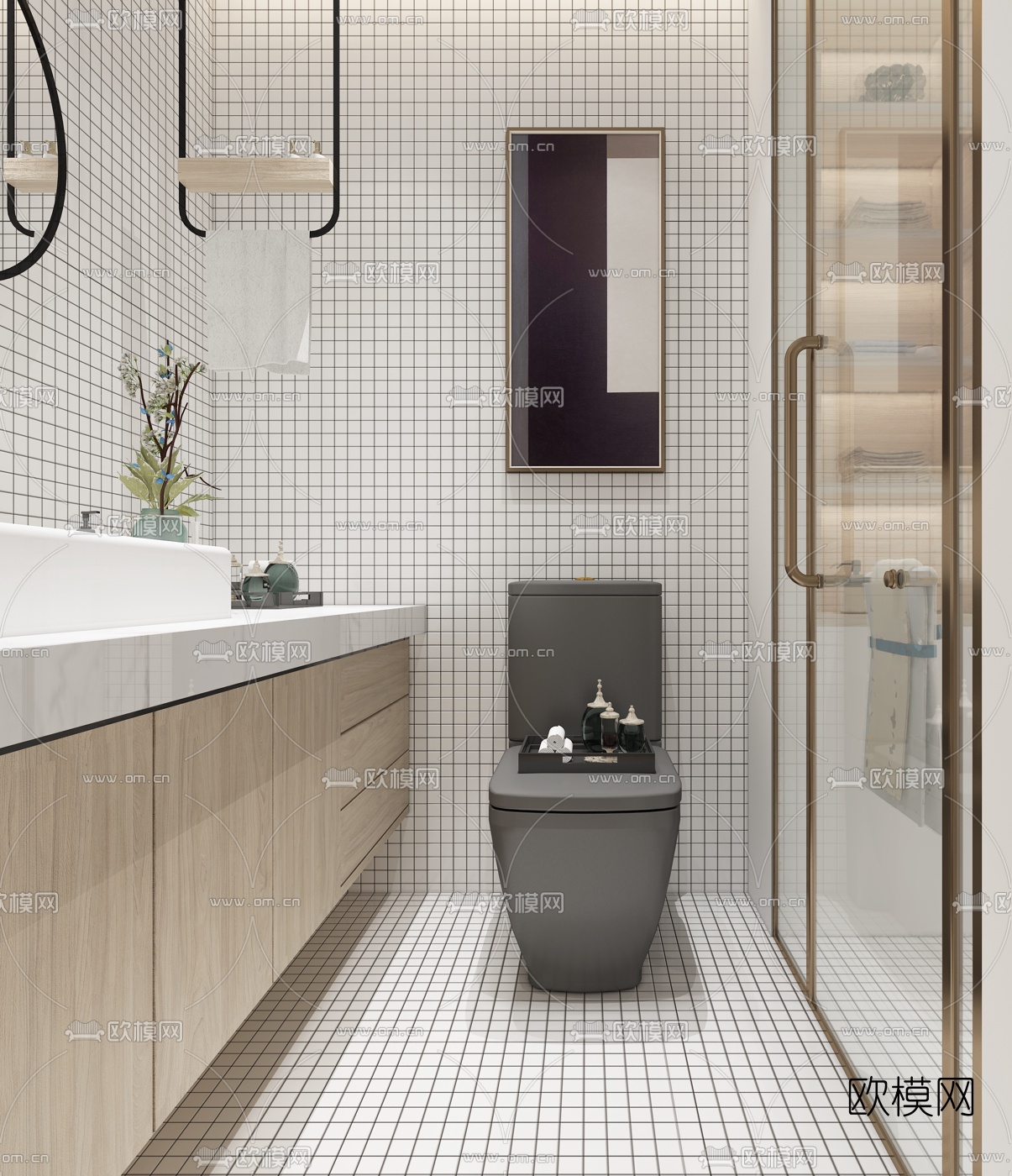 现代简约单身公寓3d模型下载（渲染图4）