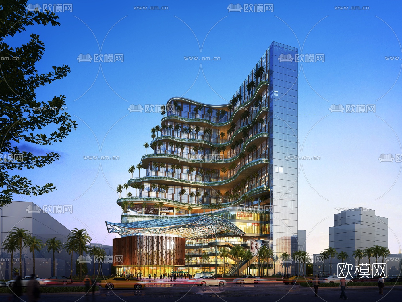 现代异形商业综合体办公楼3d模型