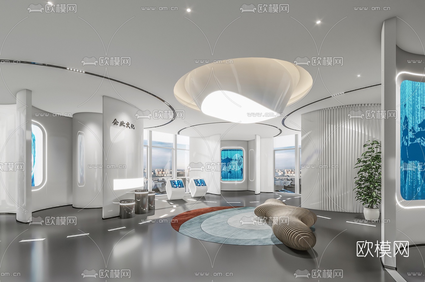 现代企业文化展厅3d模型