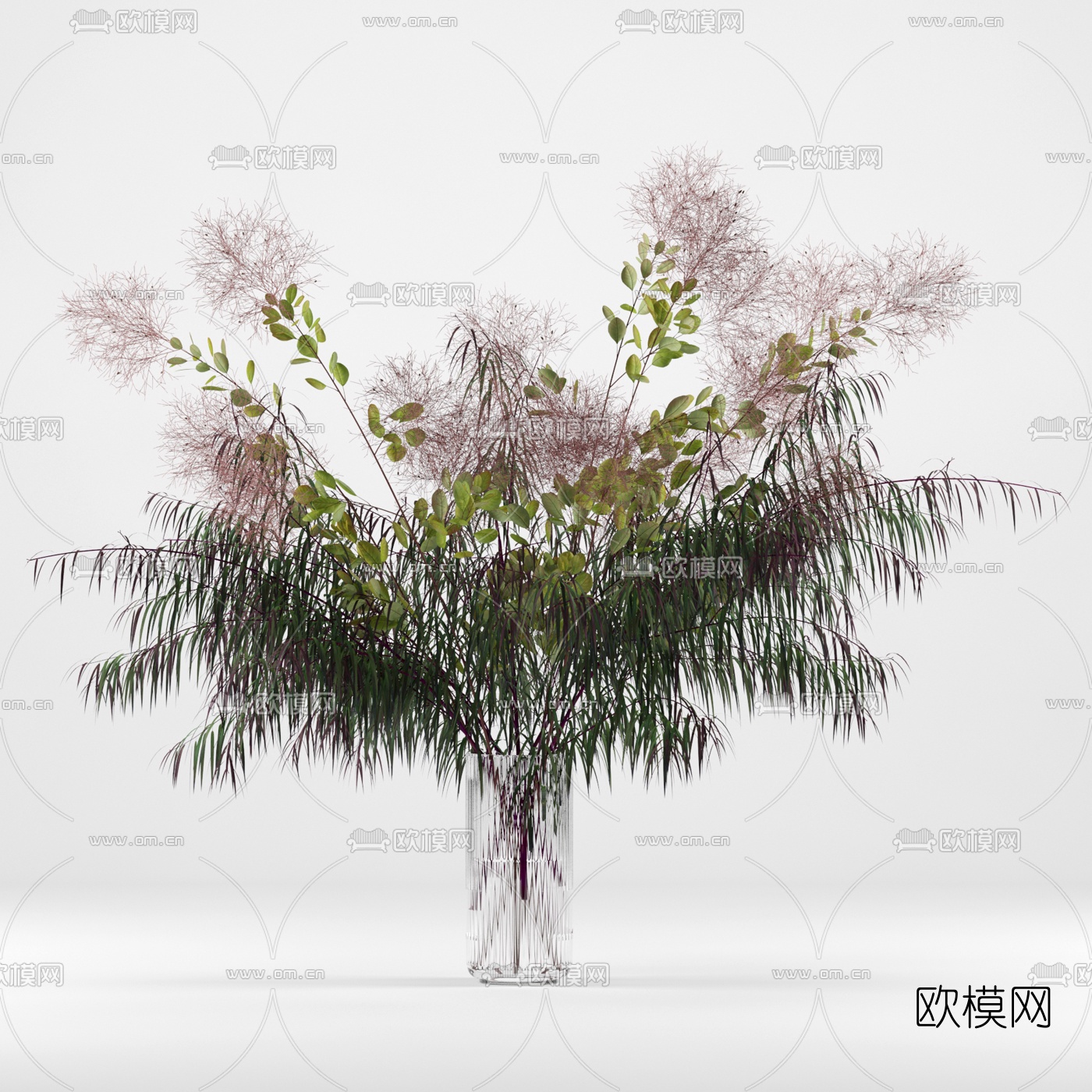 现代水生植物花瓶花艺3d模型下载（渲染图2）