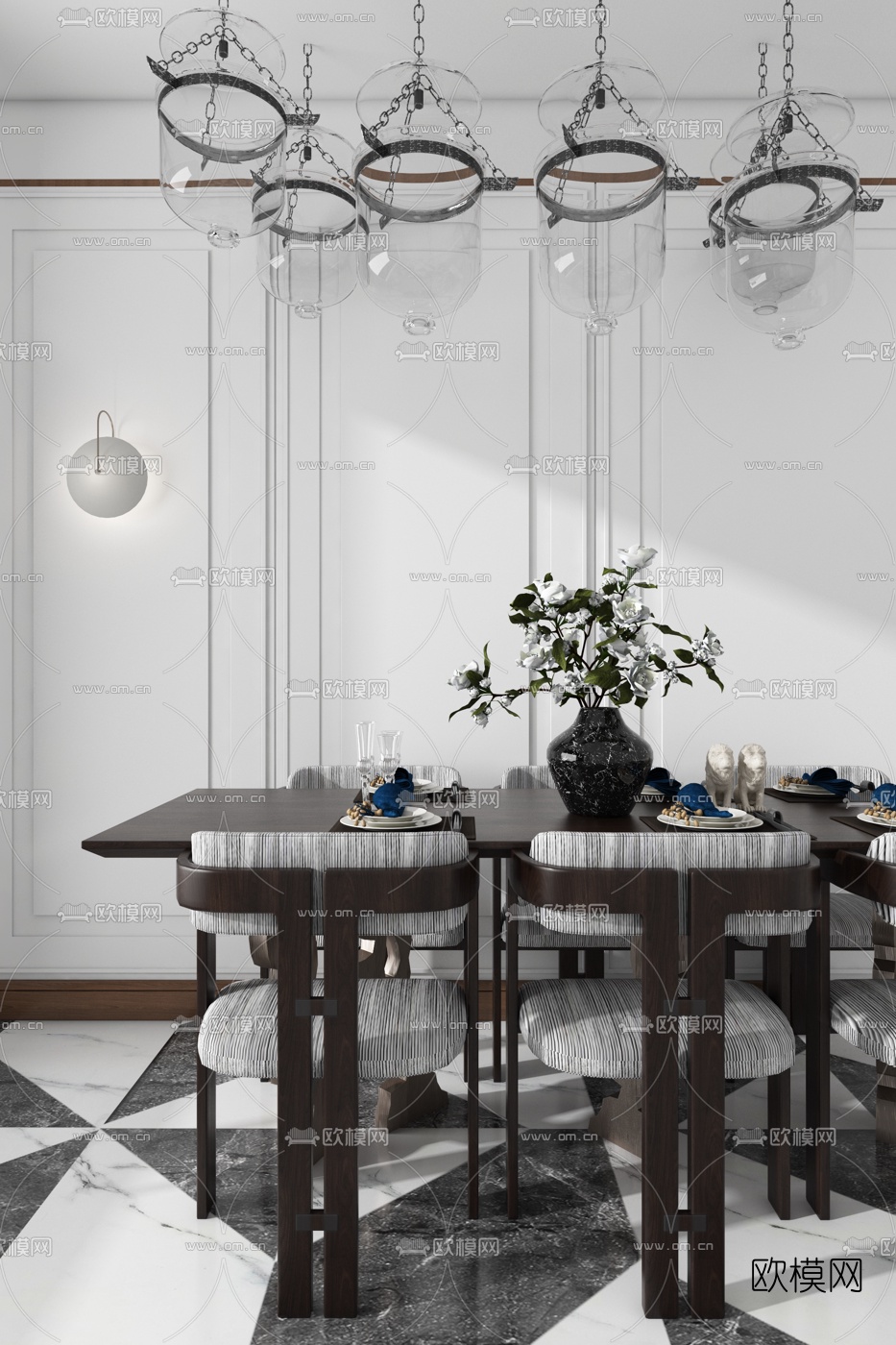 喻远旨丰设计 现代餐桌椅3d模型下载