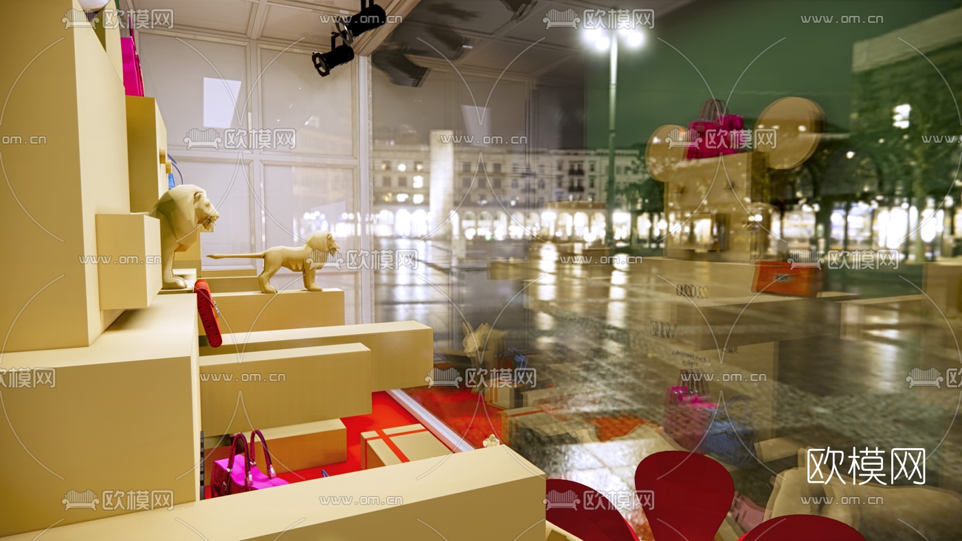 现代春季主题橱窗su模型下载（渲染图1）