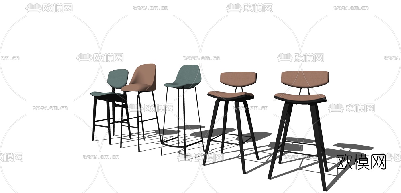现代布艺吧椅su模型下载