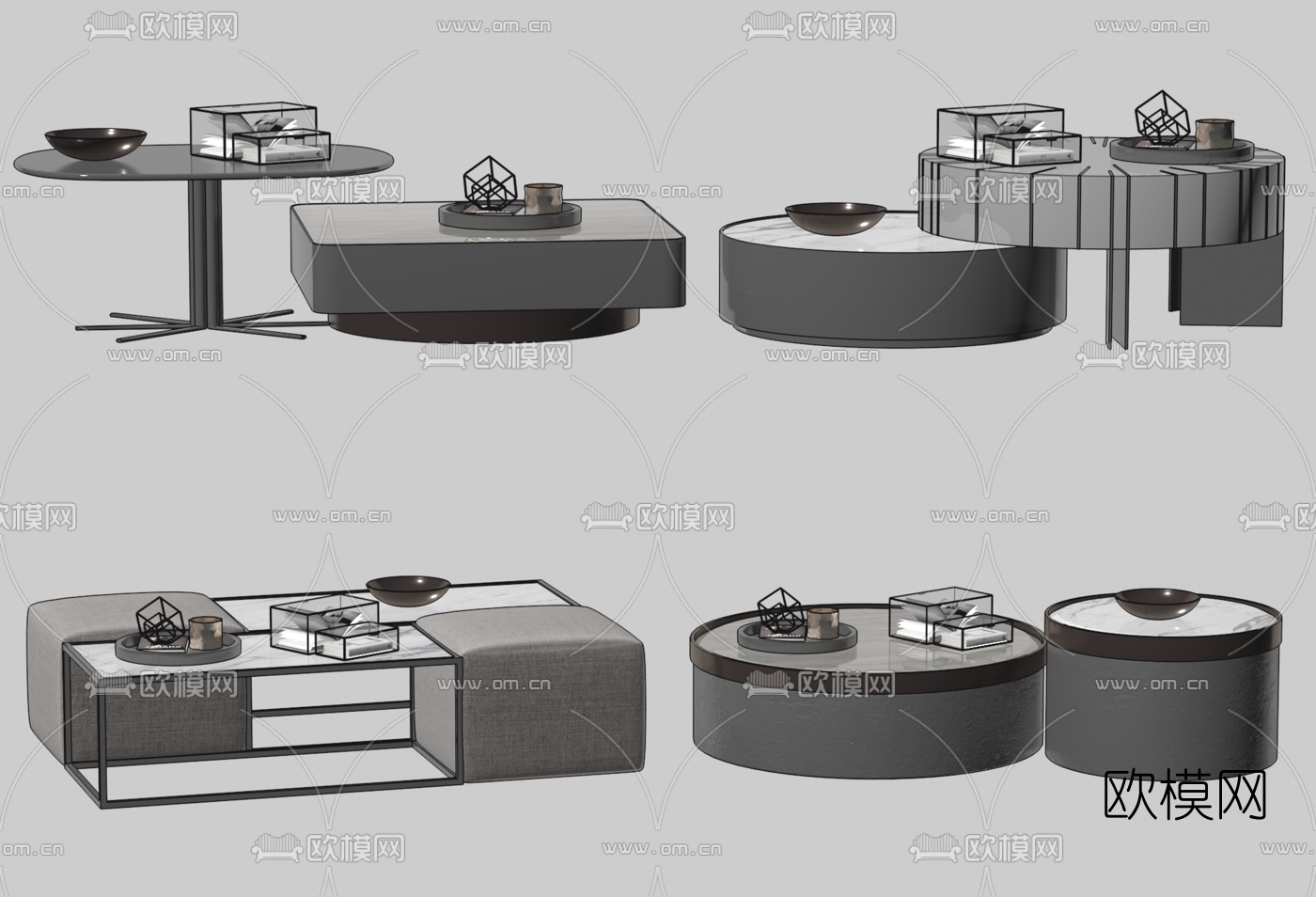 现代轻奢茶几su模型下载（渲染图2）