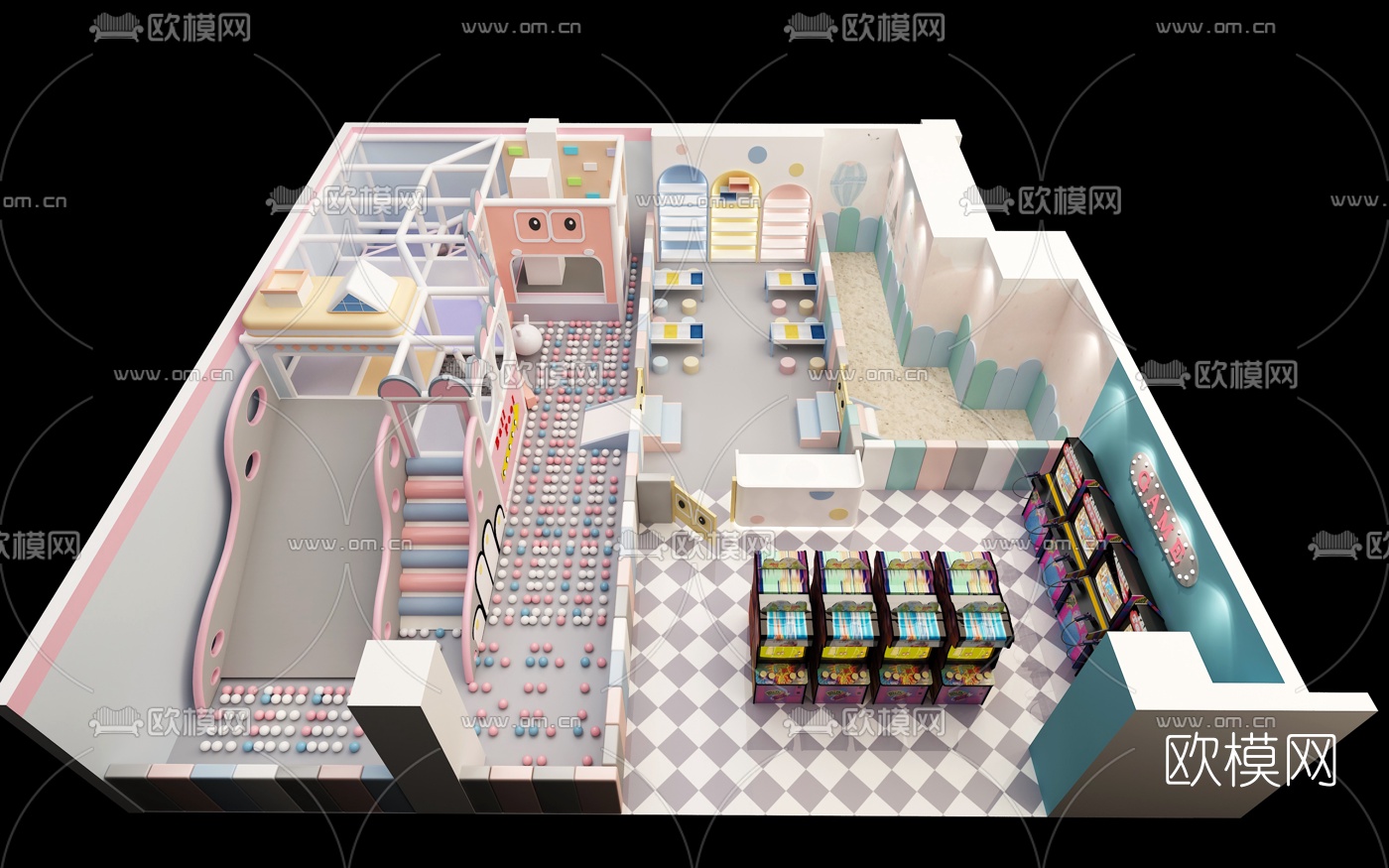 现代儿童游乐场免费3d模型下载