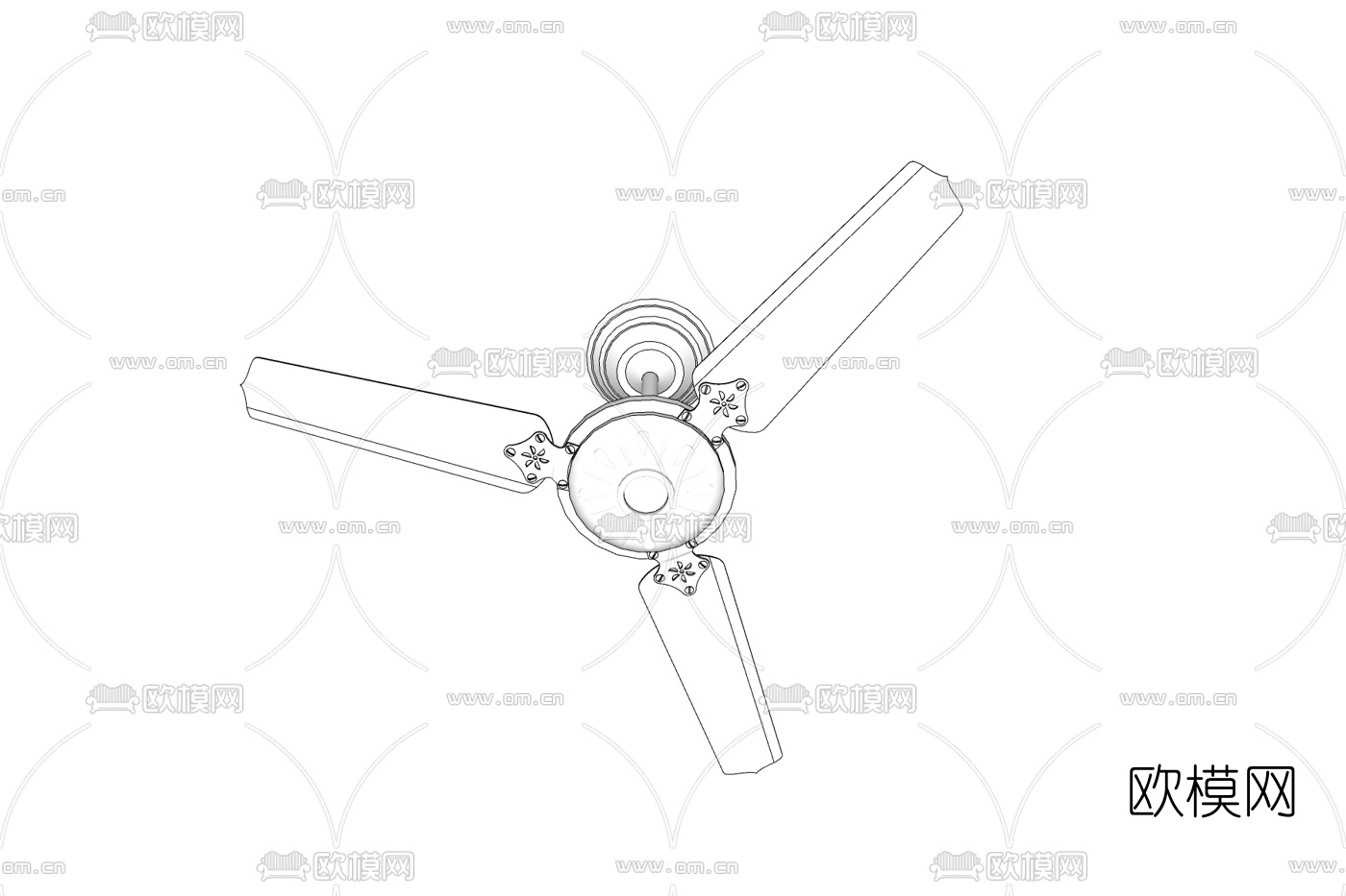 现代金属吊扇免费su模型下载