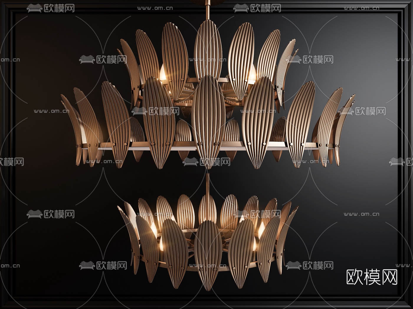 后现代多层金属吊灯3d模型下载