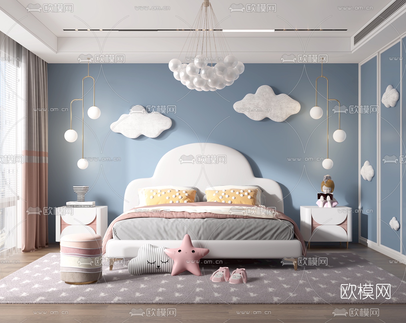 北欧男孩房儿童房3d模型下载（渲染图4）