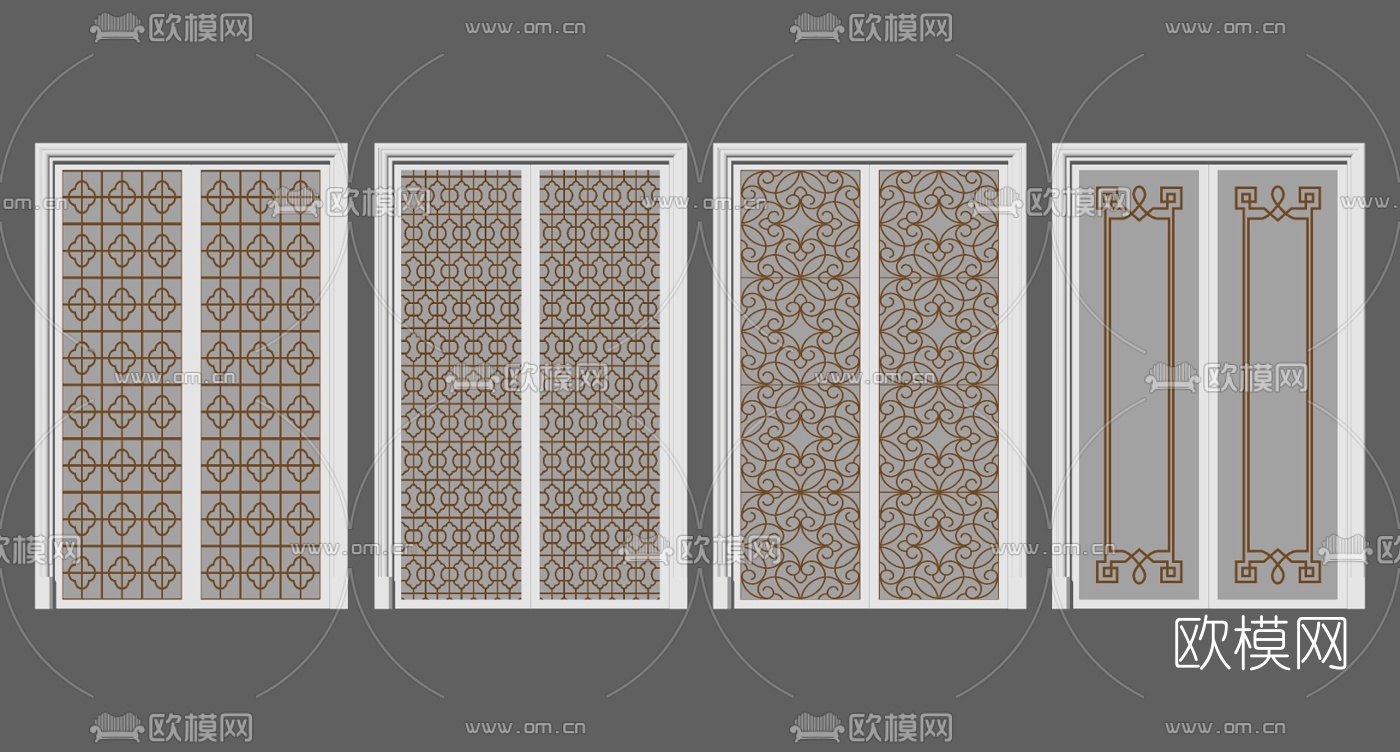 欧式推拉门su模型下载