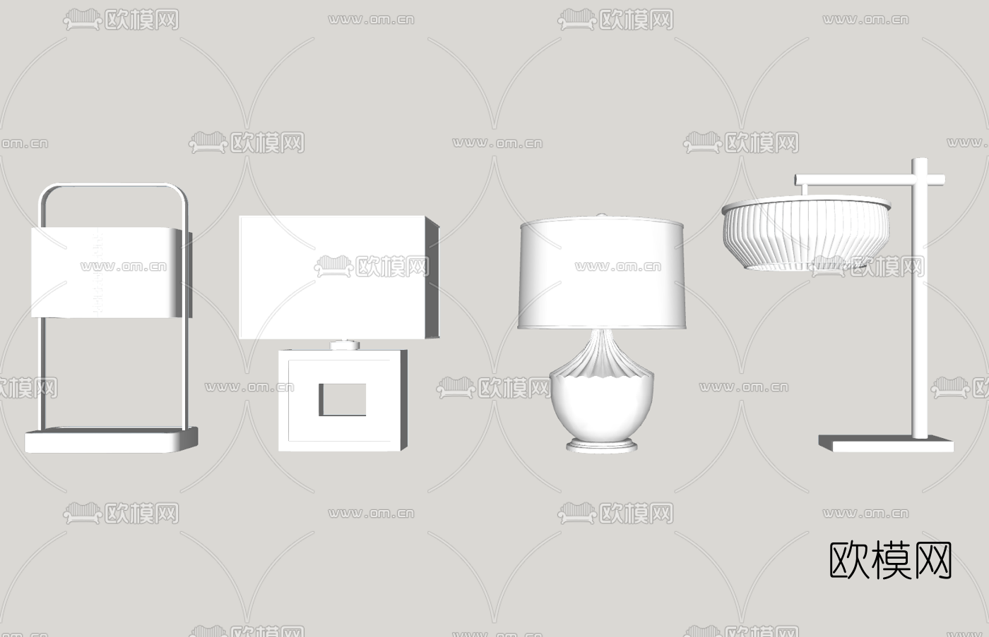 新中式金属台灯su模型下载（渲染图3）