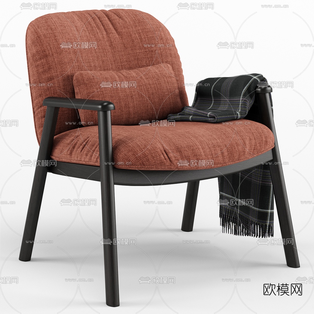 现代布艺休闲椅3d模型下载（渲染图1）