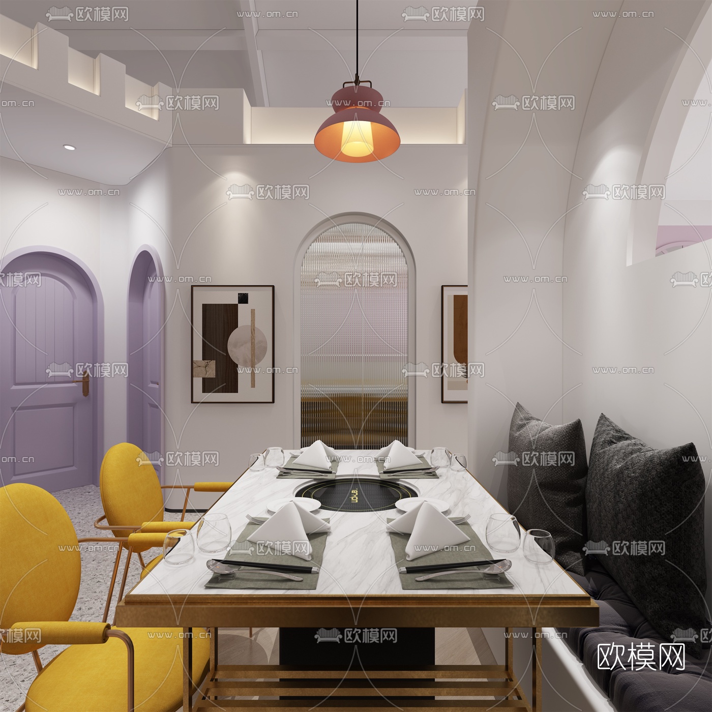 北欧火锅店免费3d模型下载（渲染图5）