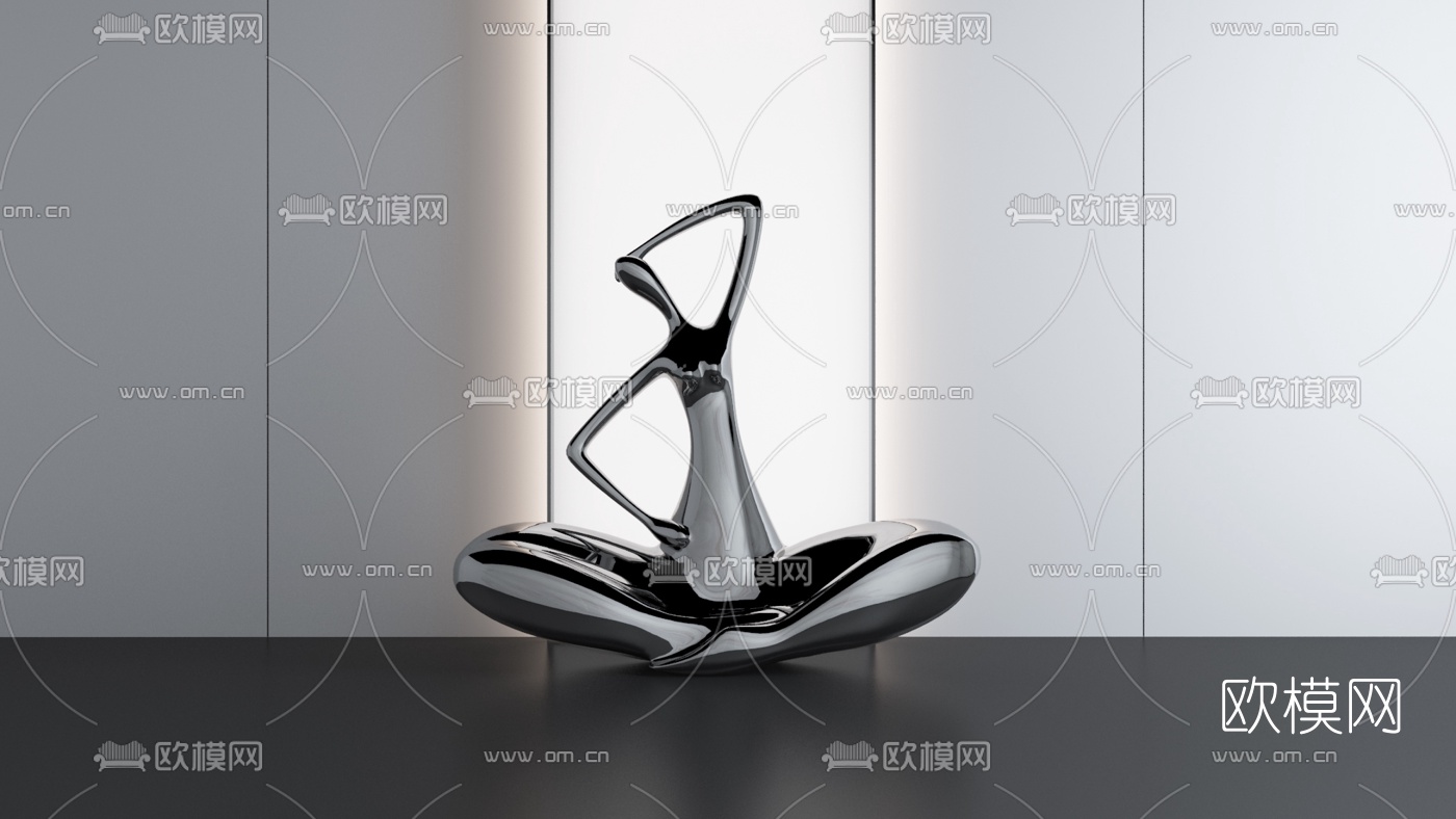 现代人物坐姿雕塑3d模型