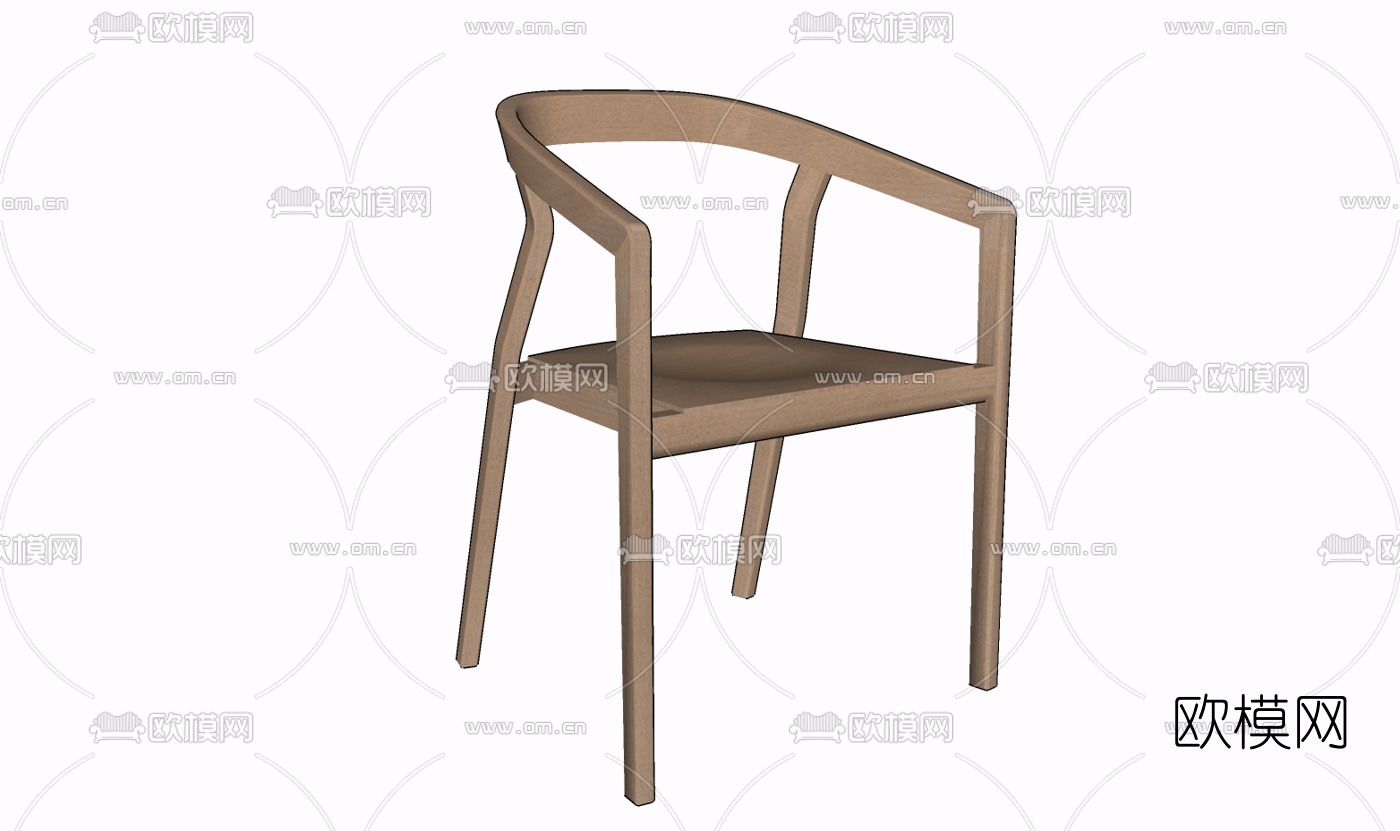 现代实木单椅免费su模型下载