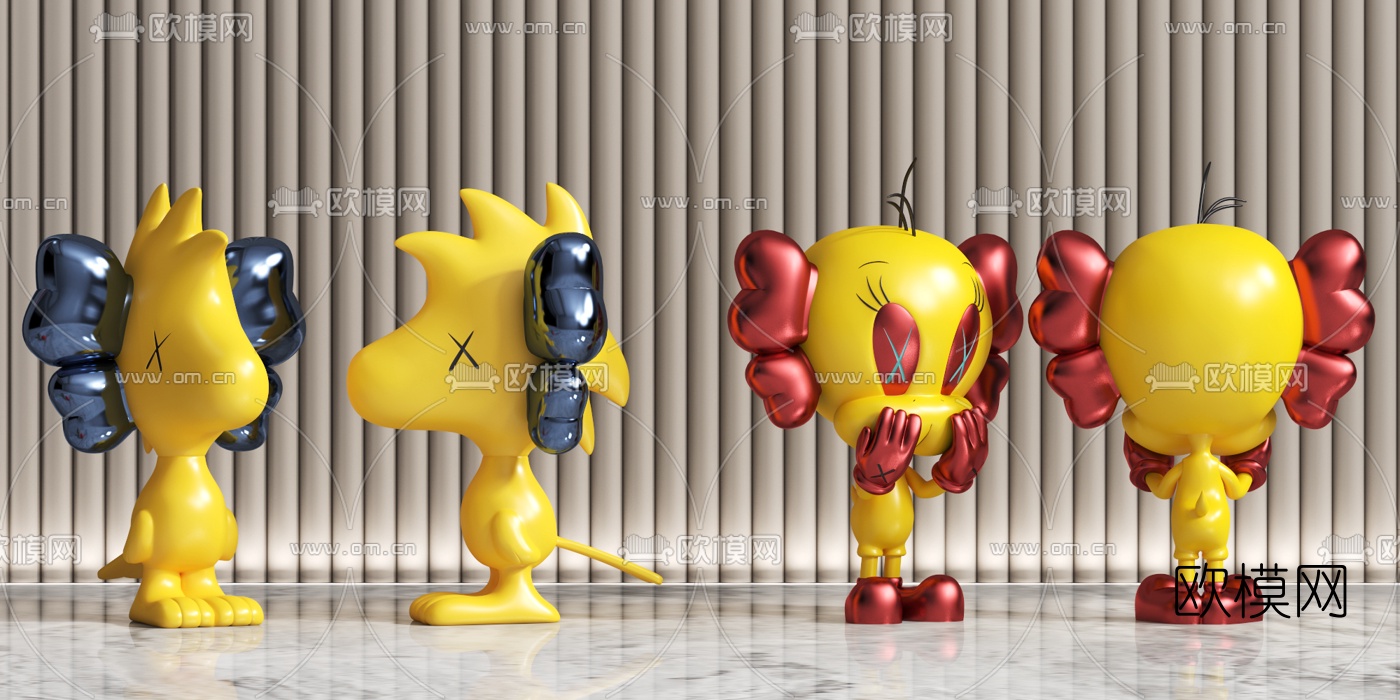 现代卡通公仔雕塑3d模型下载