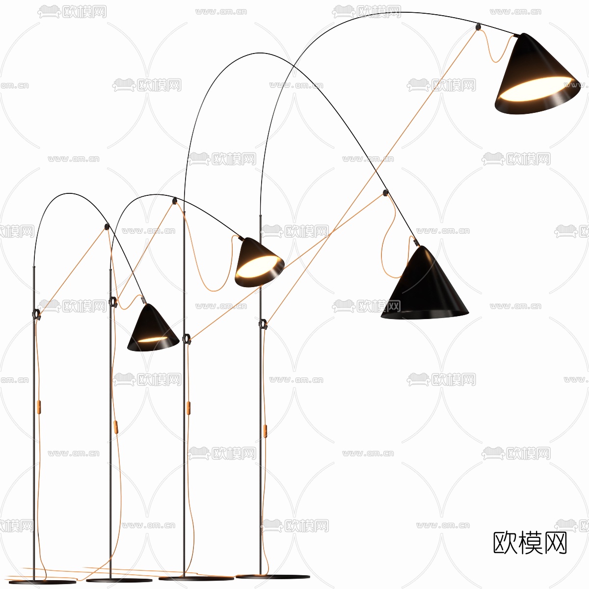 现代金属落地灯3d模型