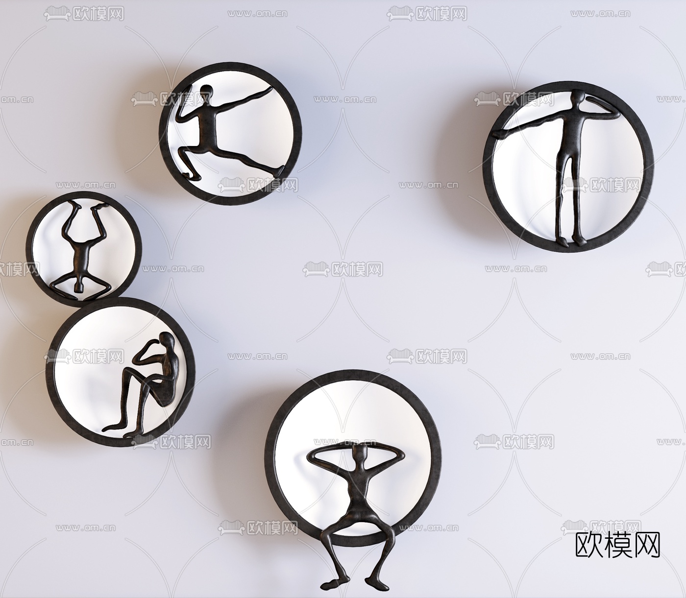现代人物雕塑挂件3d模型