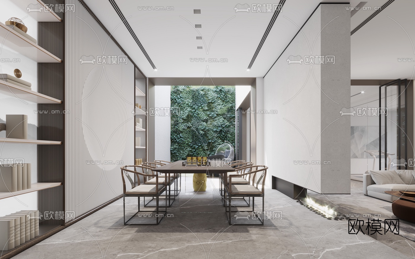 现代地下室会客室茶室3d模型下载（渲染图2）