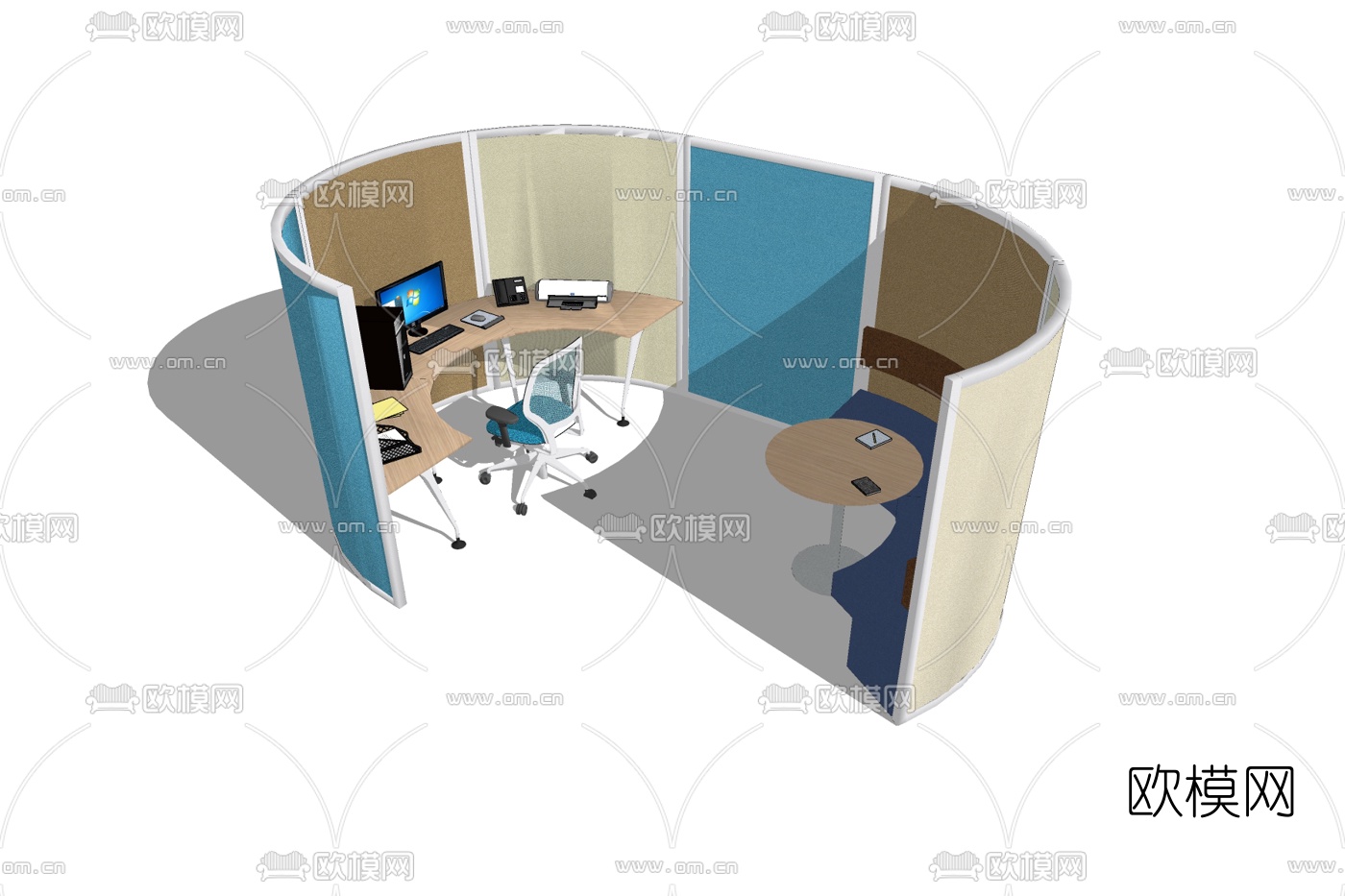 现代书桌椅免费su模型下载