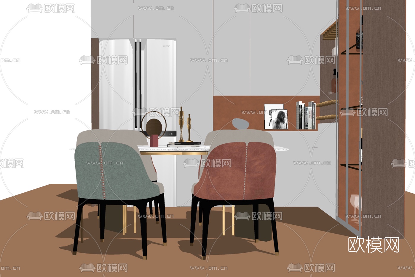 现代轻奢餐桌椅su模型下载