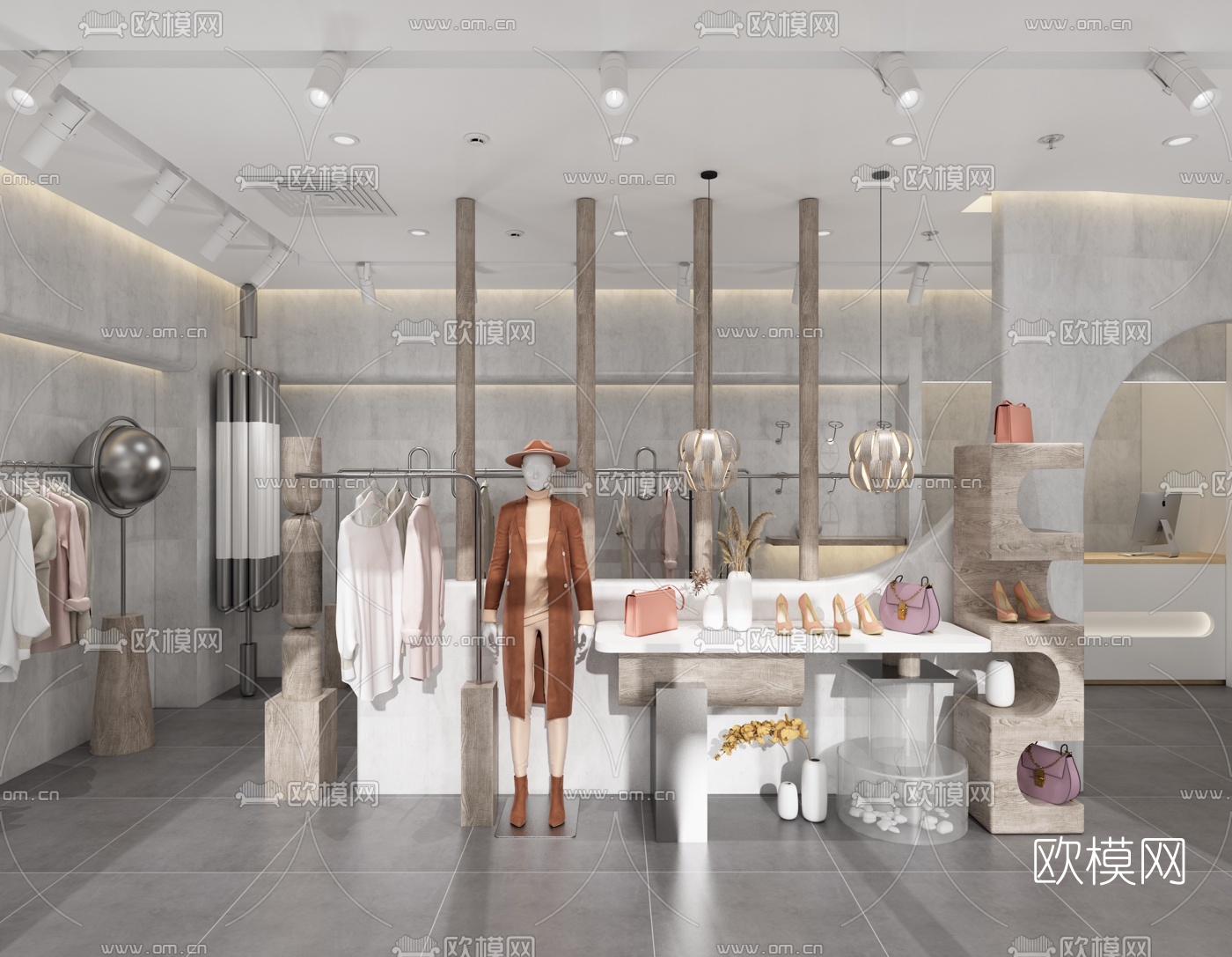 北欧简约服装店3d模型下载（渲染图1）