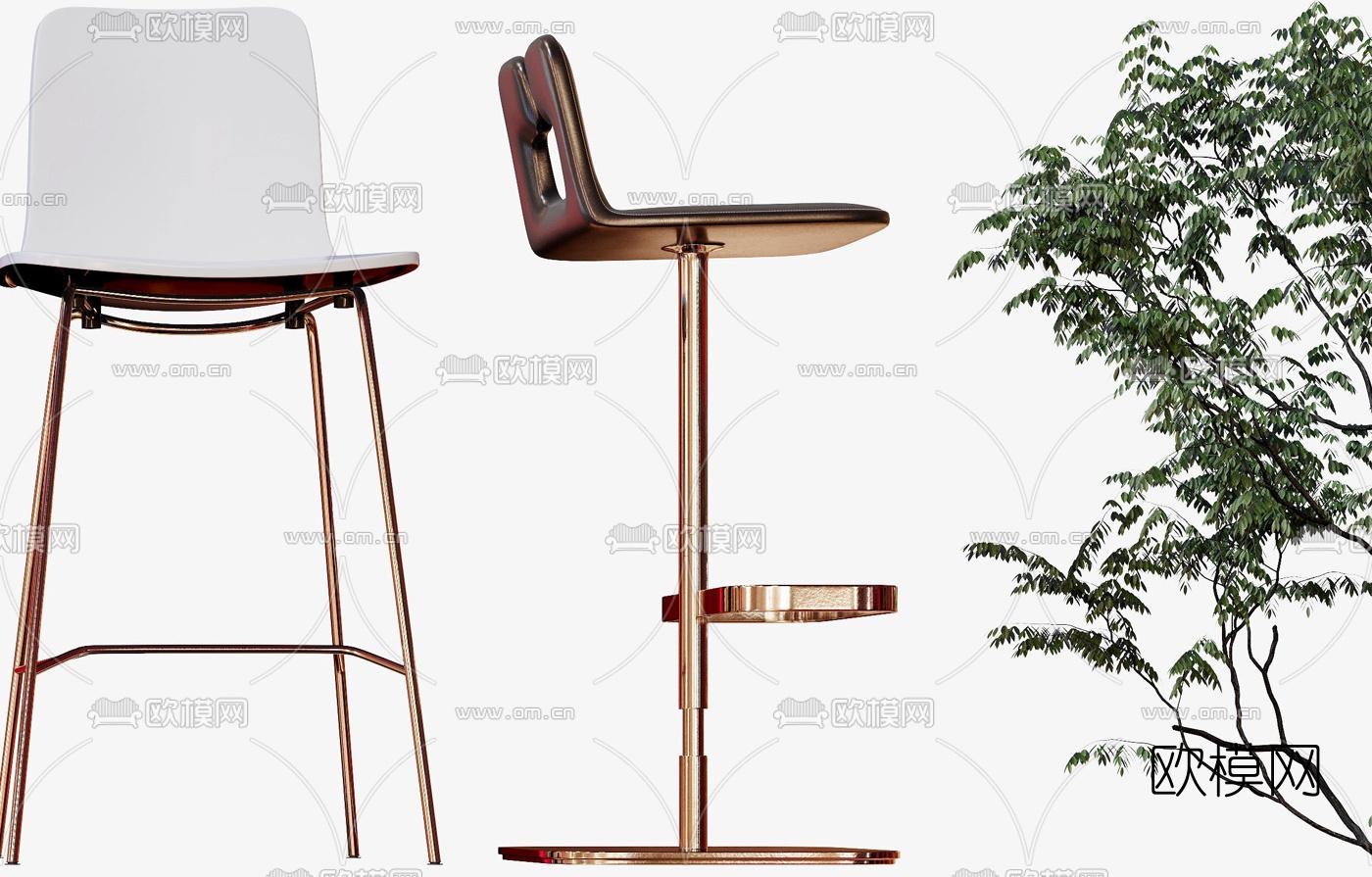 现代金属吧台椅3d模型下载（渲染图6）