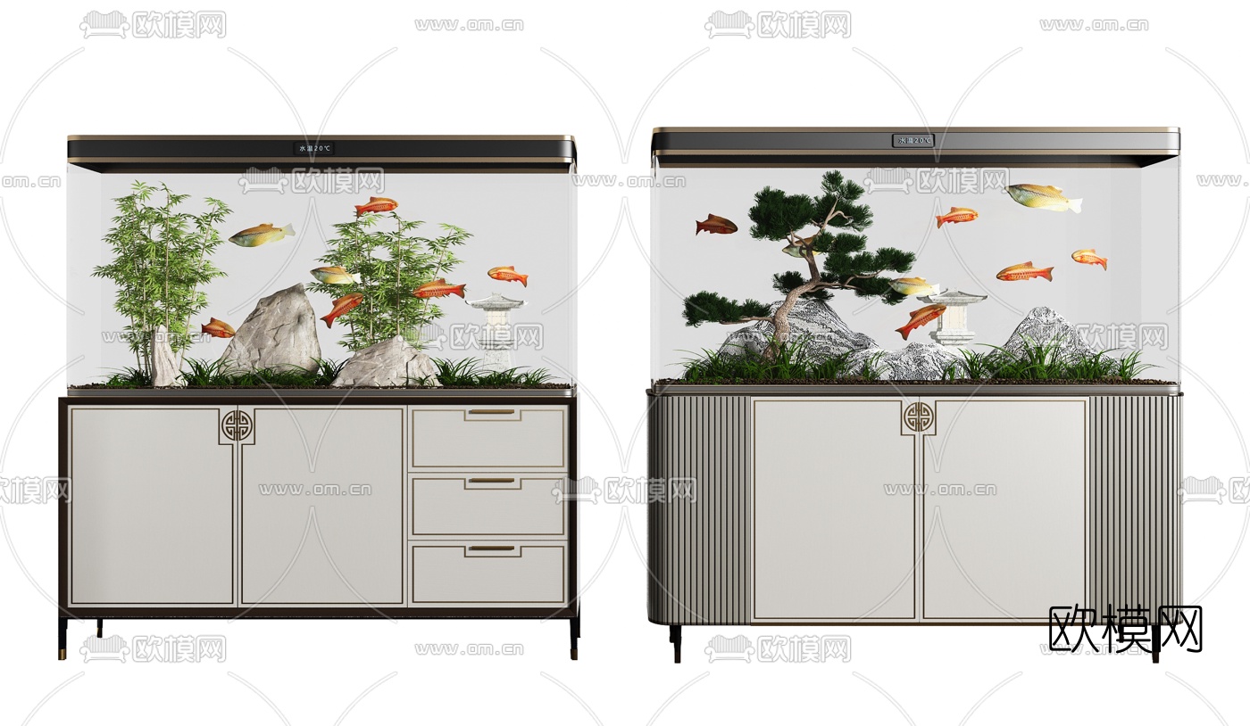 新中式鱼缸3d模型