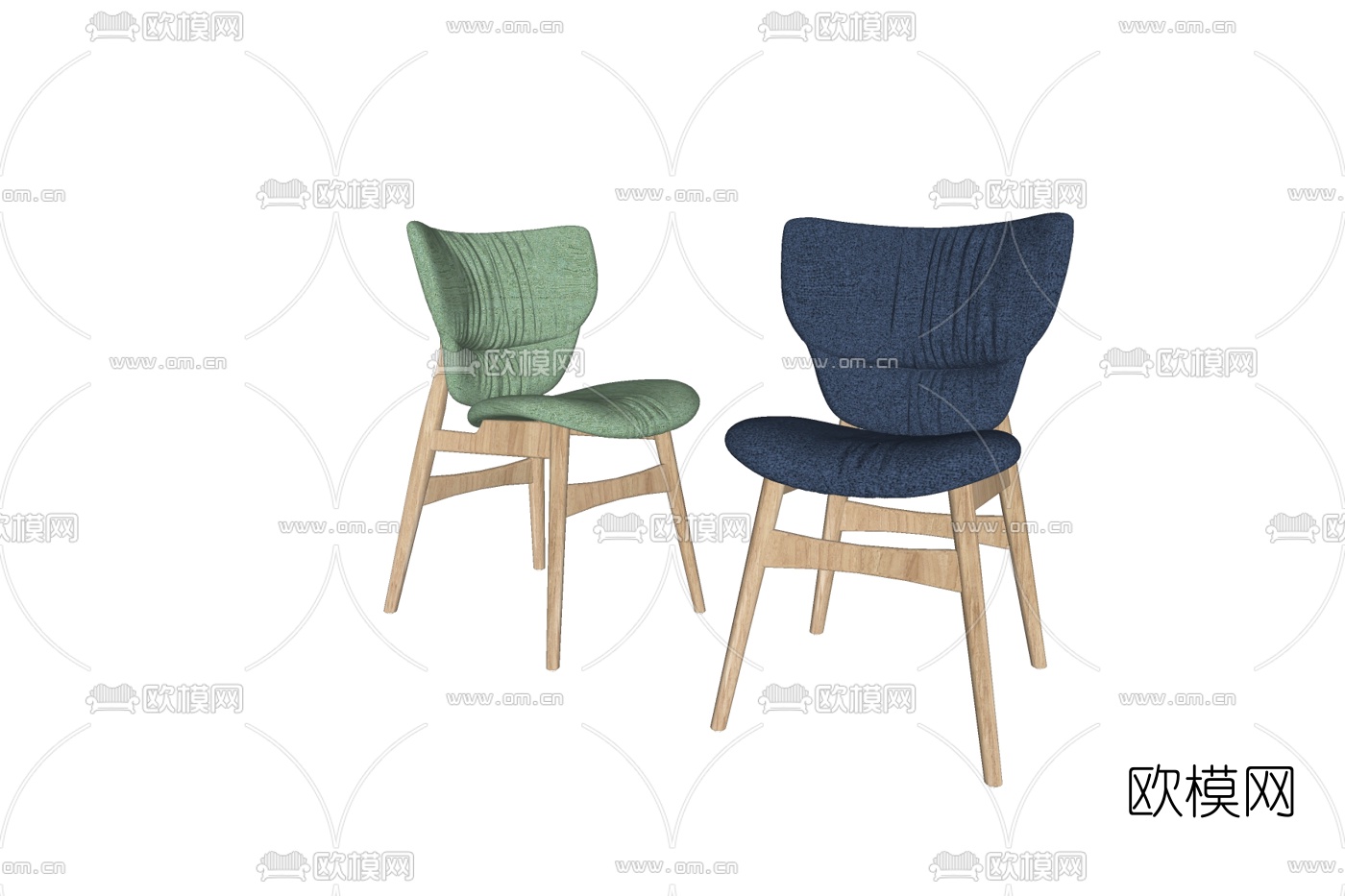 北欧原木单椅su模型下载