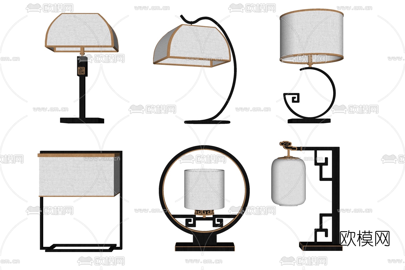 新中式台灯su模型下载