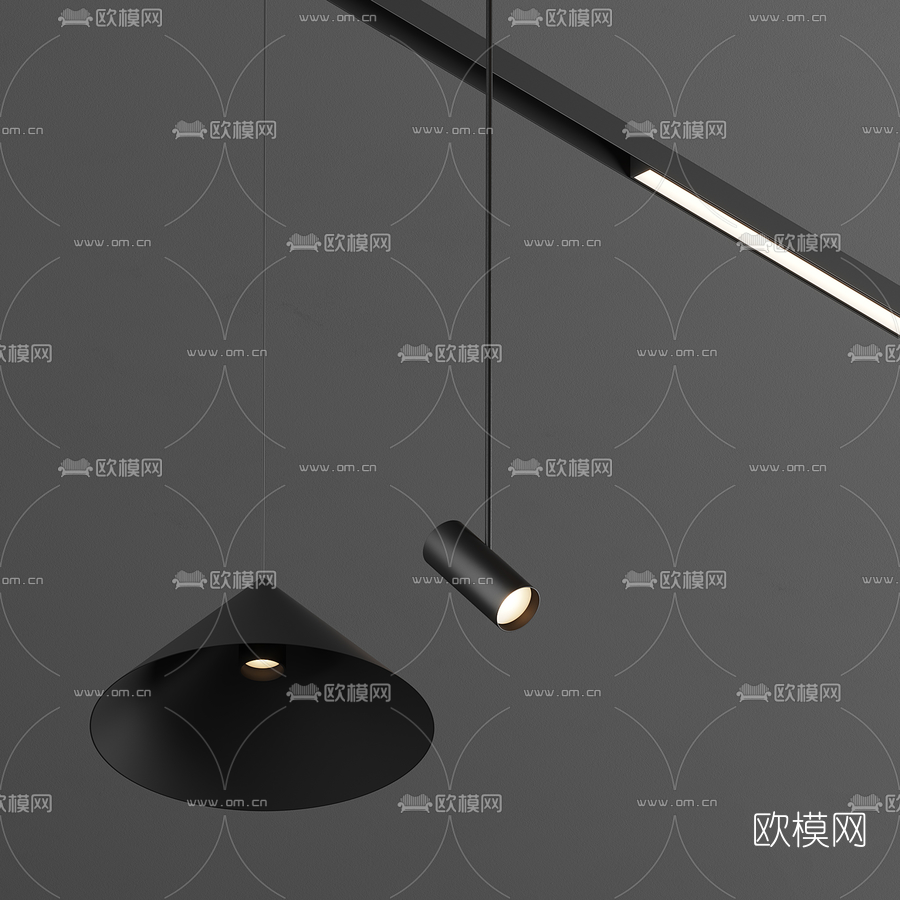 现代办公筒灯轨道灯3d模型