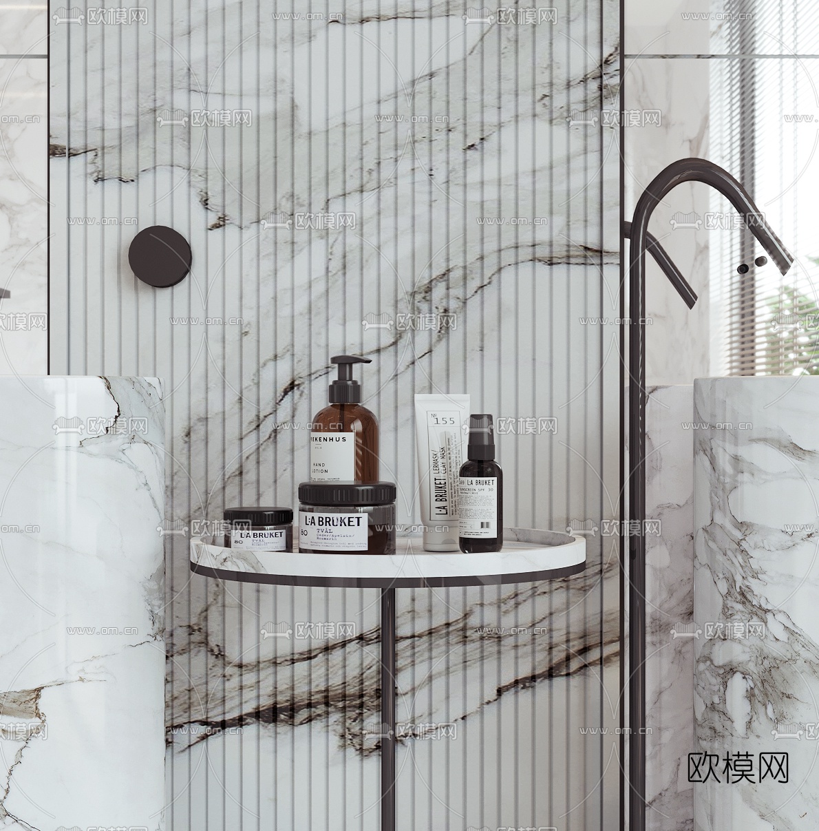 现代大理石圆形洗手台3d模型下载（渲染图2）