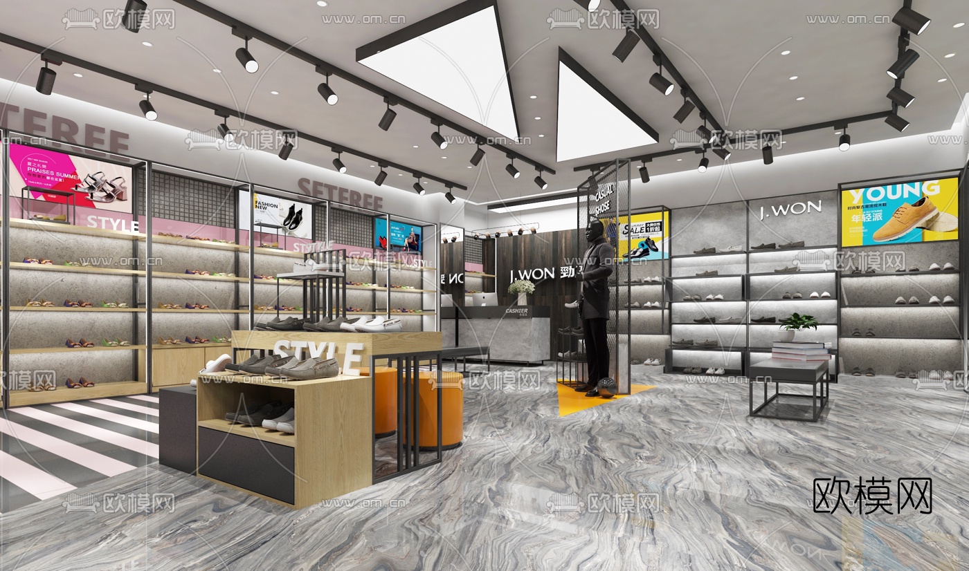 工业风鞋子专卖店3d模型