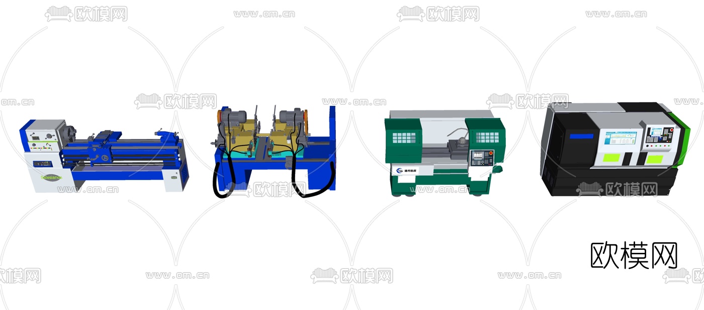 现代数控机床机器设备组合su模型下载（渲染图2）